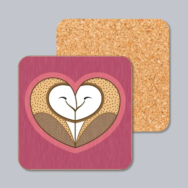 Barn Owls Cuddling Coaster