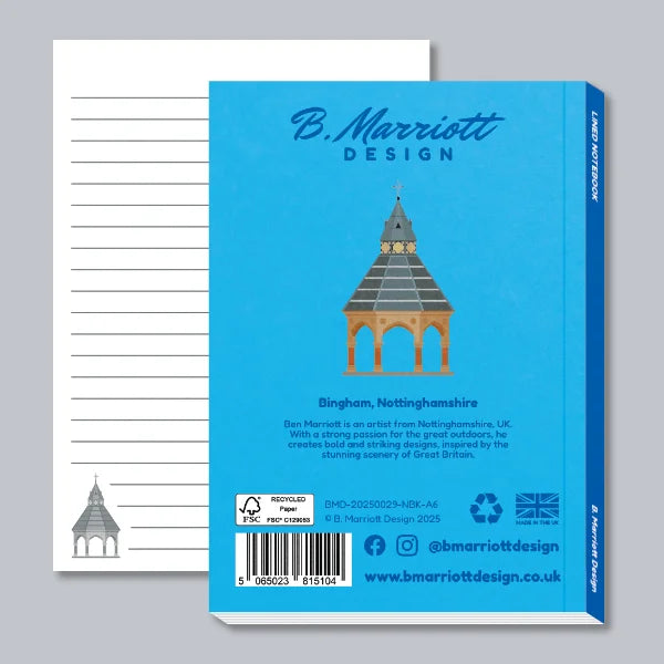Bingham, Nottinghamshire A6 Pocket Notebook