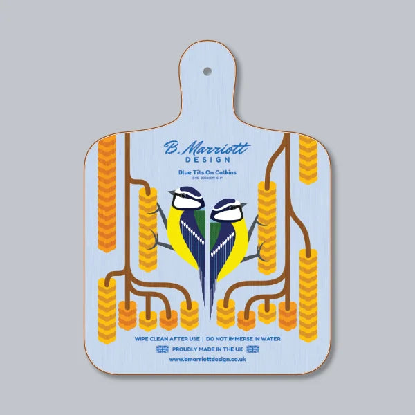 Blue Tits On Catkins Chopping Board
