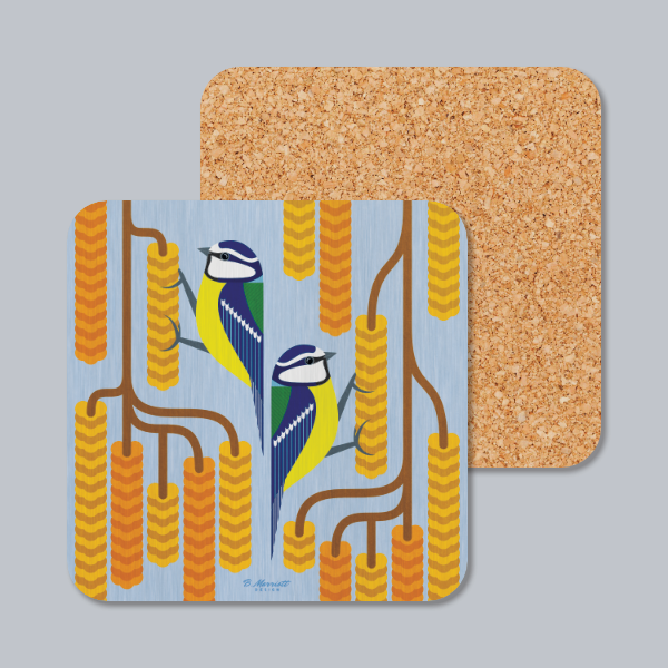 Blue Tits On Catkins Coaster