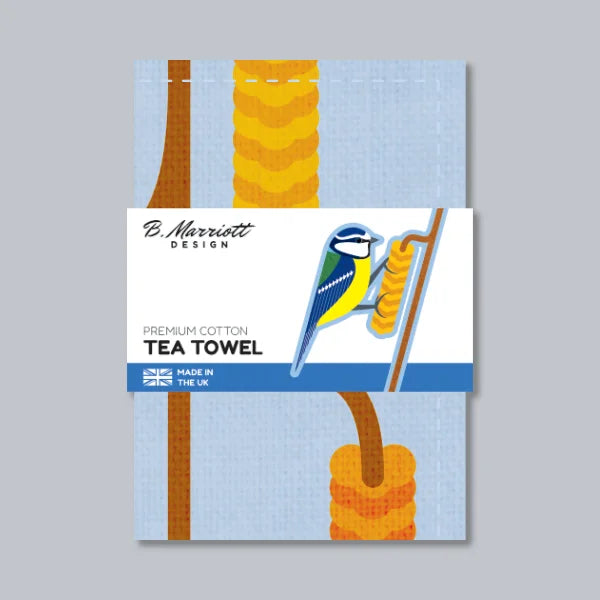 Blue Tits On Catkins Tea Towel