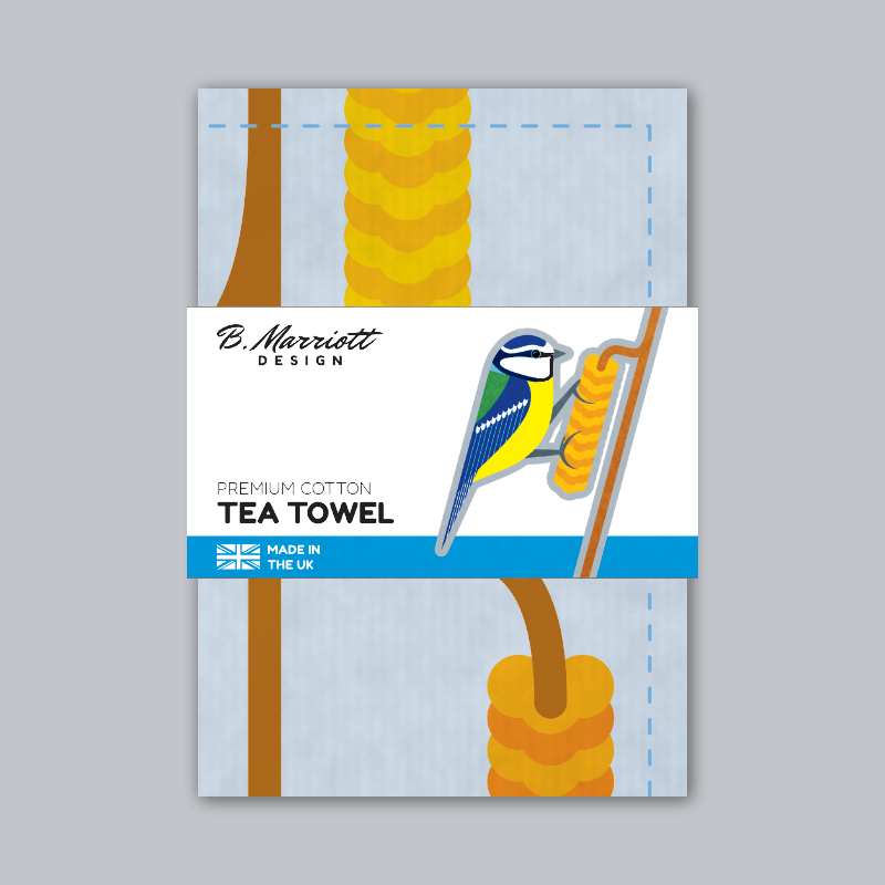 Blue Tits On Catkins Tea Towel