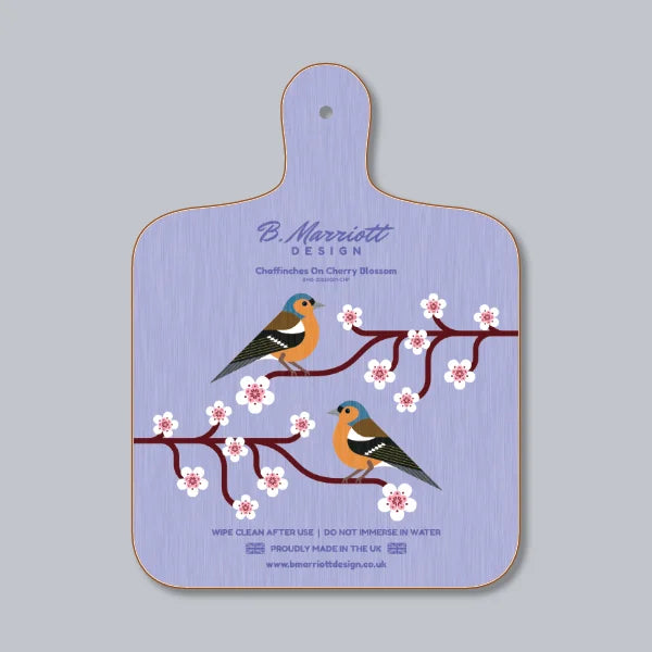 Chaffinches On Cherry Blossom Chopping Board