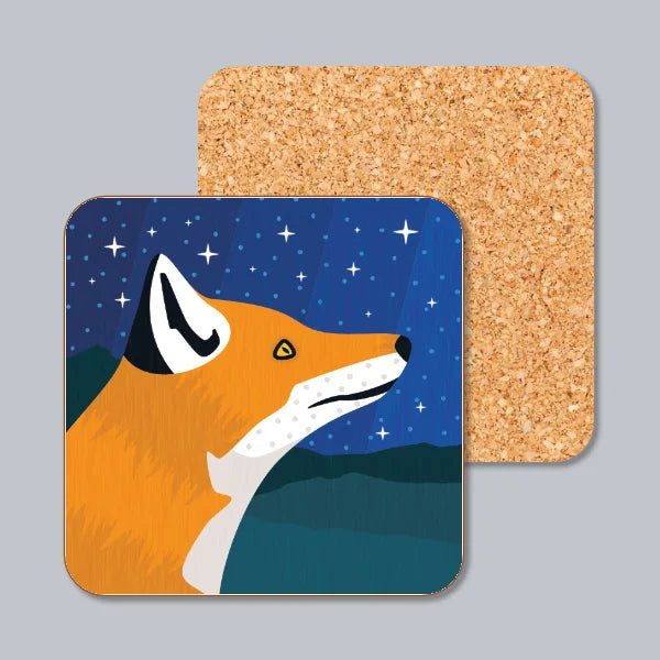Fox At Night Coaster