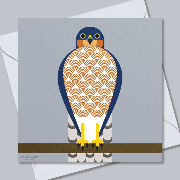 Geometric Male Sparrowhawk Greetings Card