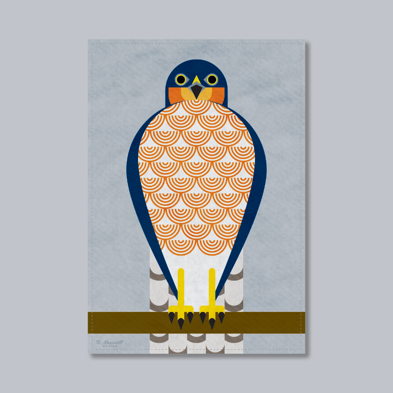 Geometric Male Sparrowhawk Tea Towel