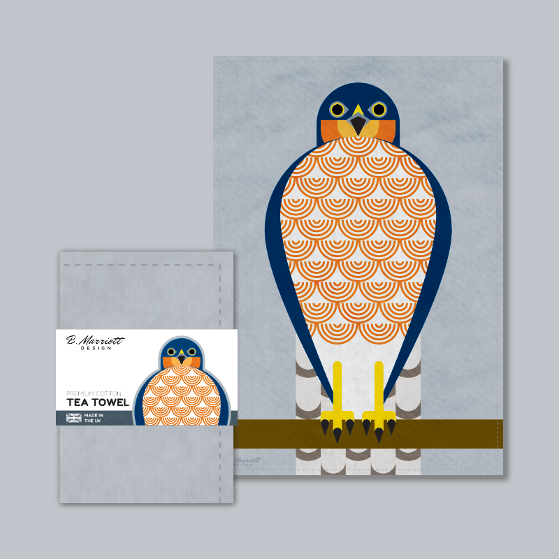Geometric Male Sparrowhawk Tea Towel