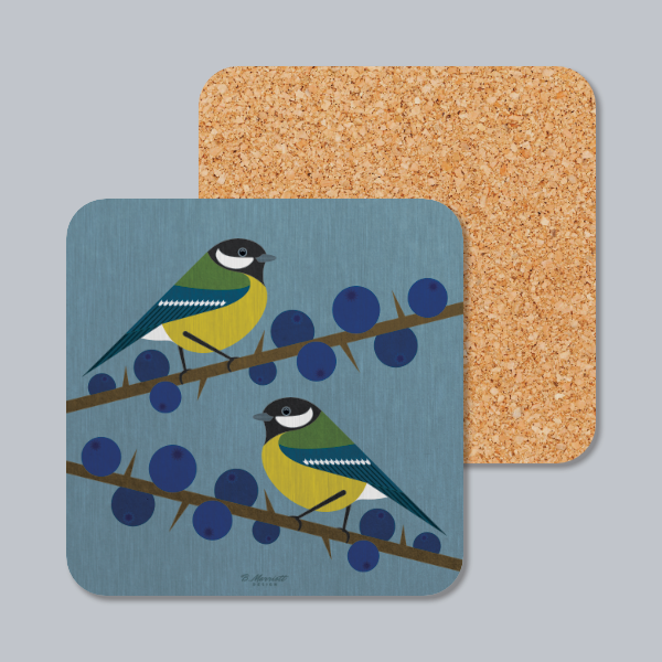 Great Tits On Blackthorn Coaster