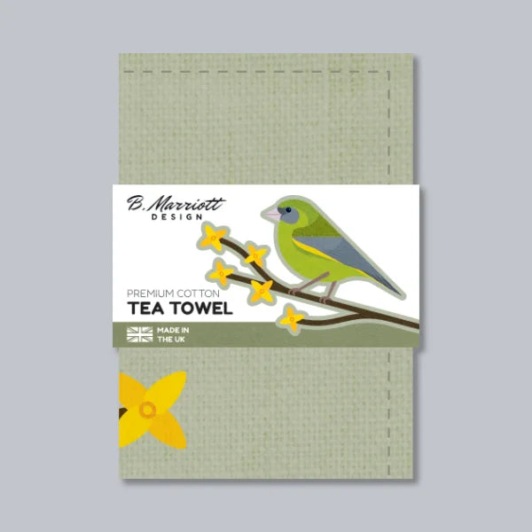 Greenfinches On Forsythia Tea Towel