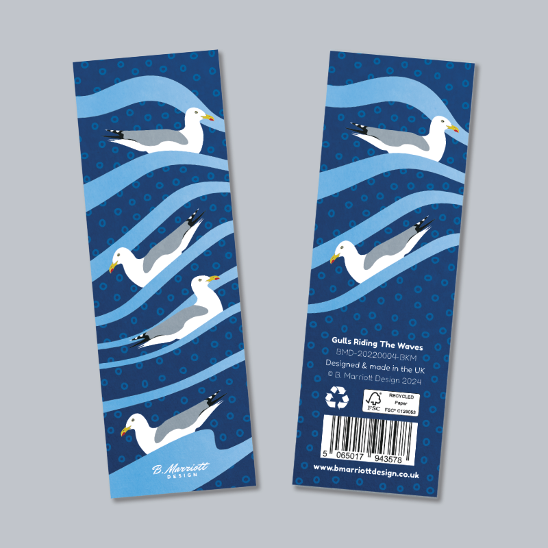 Gulls Riding The Waves Bookmark