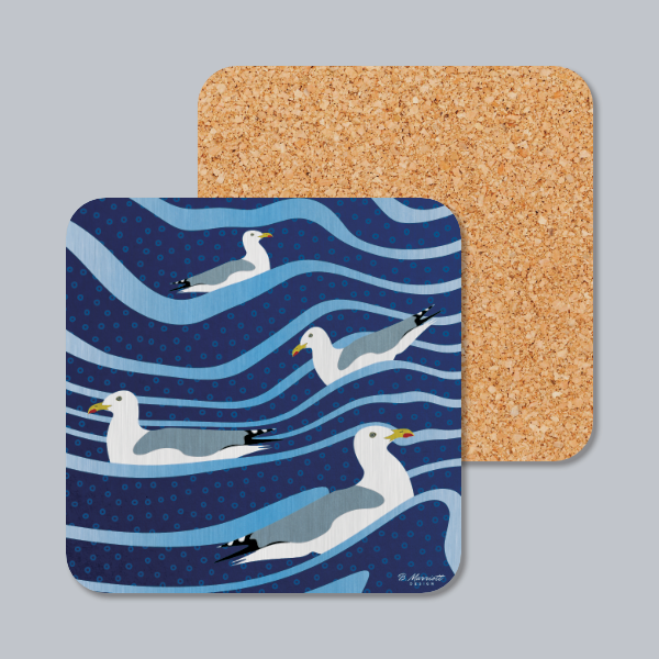 Gulls Riding The Waves Coaster