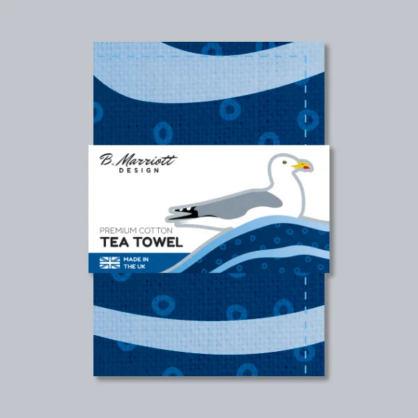 Gulls Riding The Waves Tea Towel