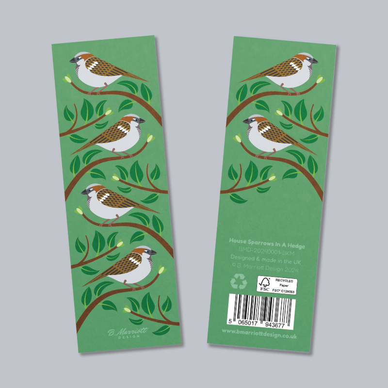 House Sparrows In A Hedge Bookmark
