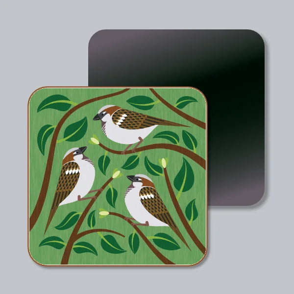 House Sparrows In A Hedge Magnet