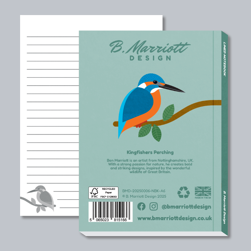 Kingfishers Perching A6 Pocket Notebook