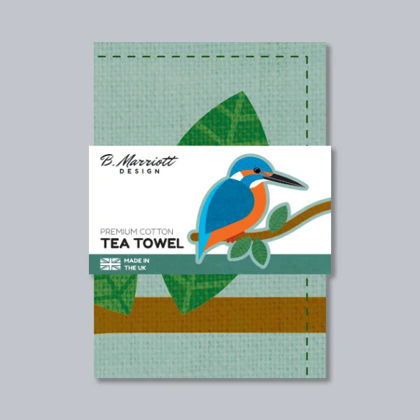 Kingfishers Perching Tea Towel