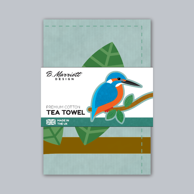 Kingfishers Perching Tea Towel