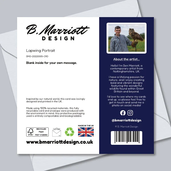 Lapwing Portrait Greetings Card