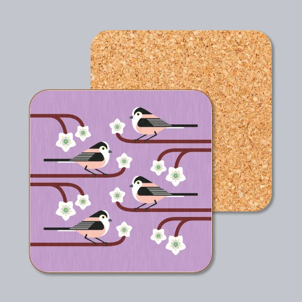 Long-Tailed Tits On Blossom Coaster