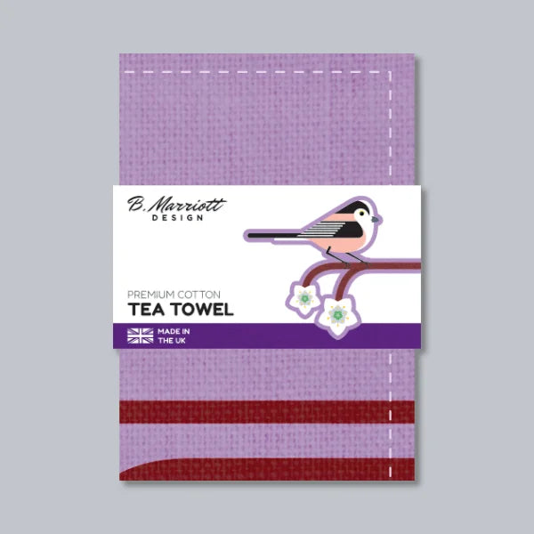 Long-Tailed Tits On Blossom Tea Towel