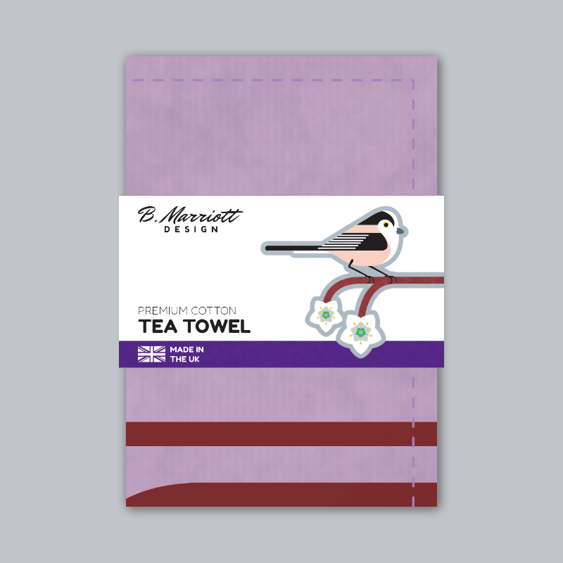 Long-Tailed Tits On Blossom Tea Towel