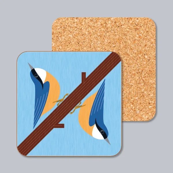Nuthatches On A Branch Coaster