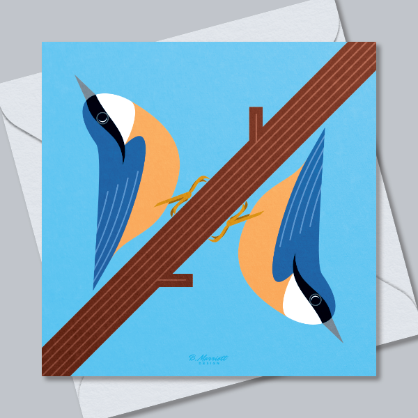 Nuthatches On A Branch Greetings Card