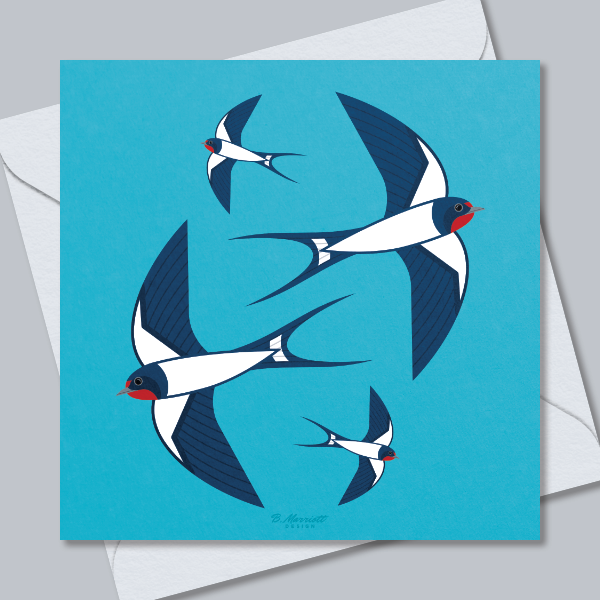 Swallows In The Sky Greetings Card