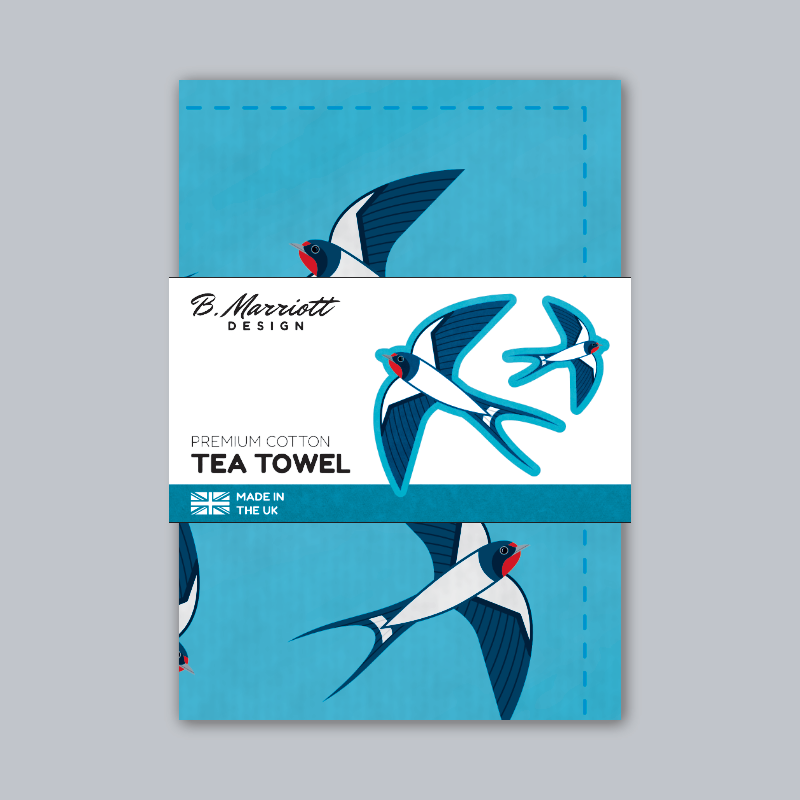 Swallows In The Sky Tea Towel