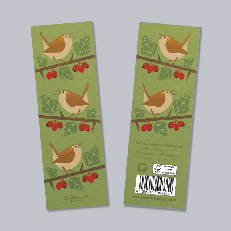 Wrens Singing On Hawthorn Bookmark