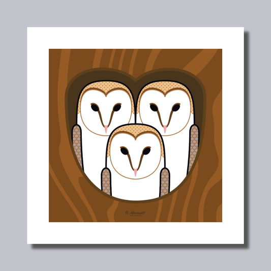 Barn Owl Family Art Print