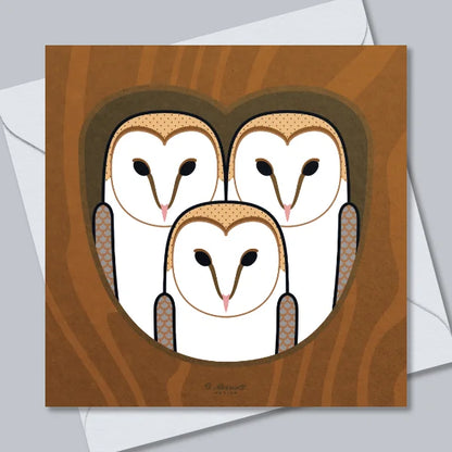 Barn Owl Family Greetings Card