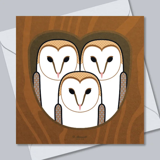 Barn Owl Family Greetings Card