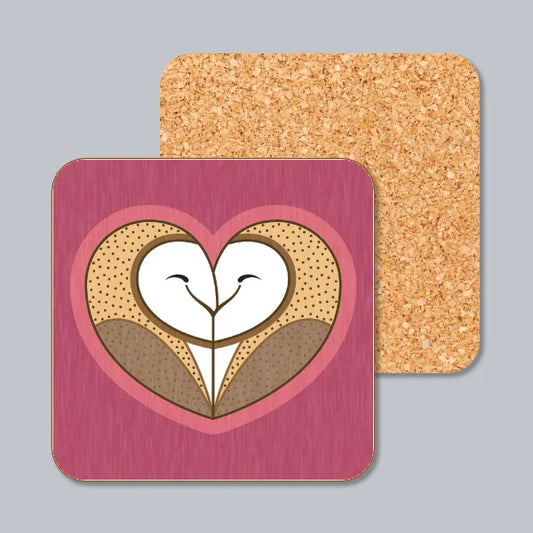 Barn Owls Cuddling Coaster