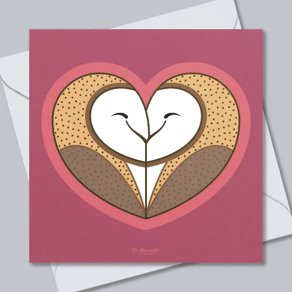 Barn Owls Cuddling Greetings Card