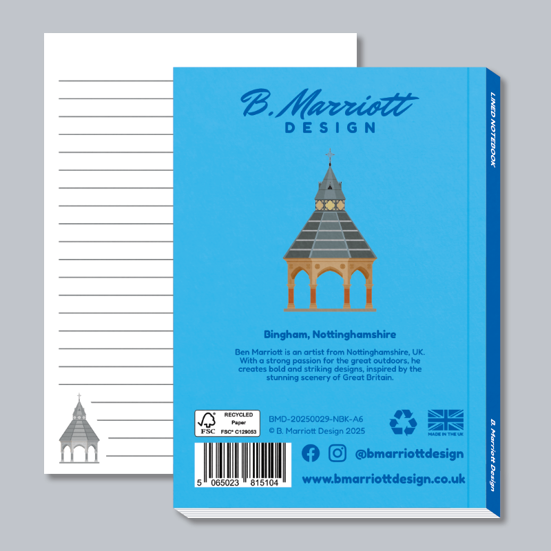 Bingham, Nottinghamshire A6 Pocket Notebook