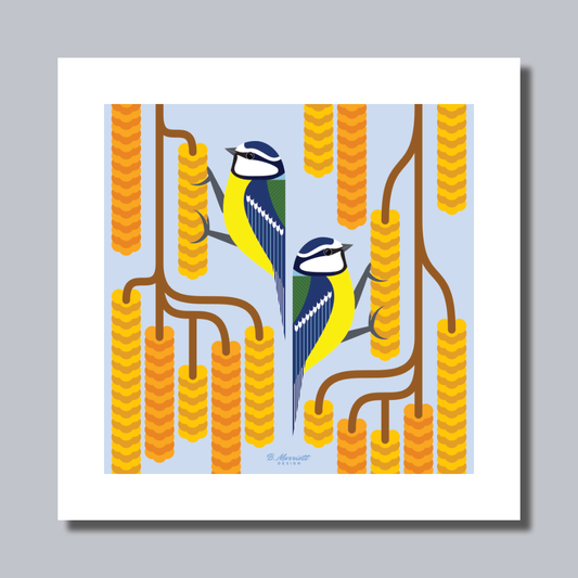 Blue Tits On Catkins Art Print