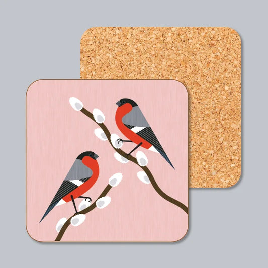 Bullfinches On Pussy Willow Coaster