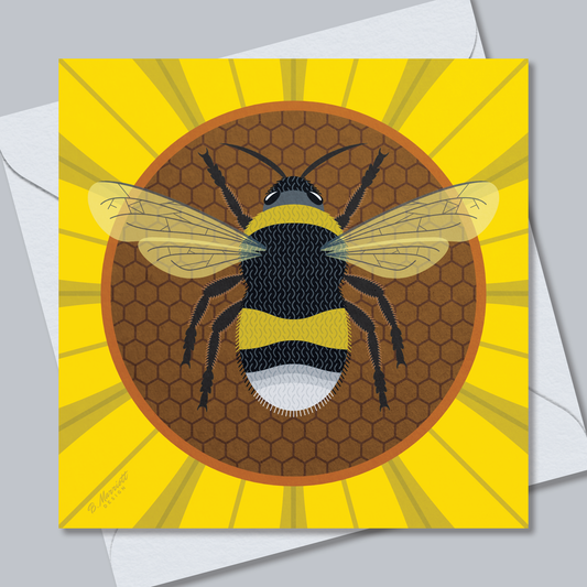 Bumblebee On A Flower | British Birds & Wildlife Greetings Card from B. Marriott Design | 100% recycled, 100% recyclable & supporting charity with every purchase.