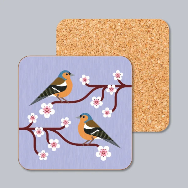 Chaffinches On Cherry Blossom Coaster