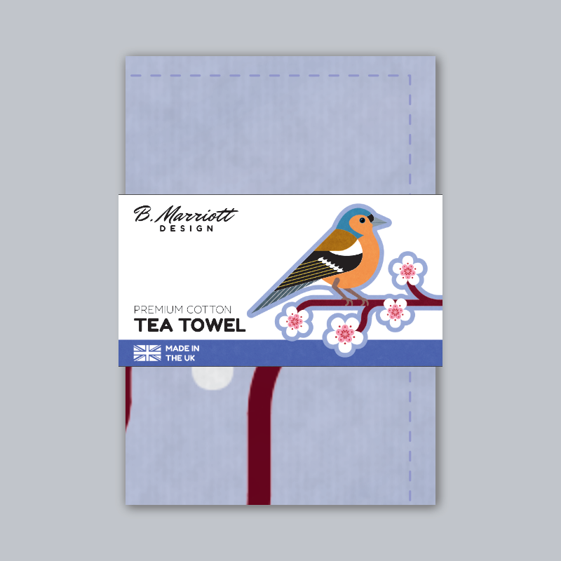 Chaffinches On Cherry Blossom Tea Towel