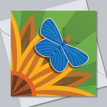 Common Blue Butterfly | British Birds & Wildlife Greetings Card from B. Marriott Design | 100% recycled, 100% recyclable & supporting charity with every purchase.