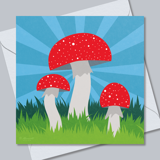 Fly Agaric Group | British Birds & Wildlife Greetings Card from B. Marriott Design | 100% recycled, 100% recyclable & supporting charity with every purchase.