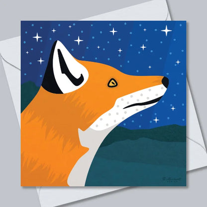 Fox At Night Greetings Card