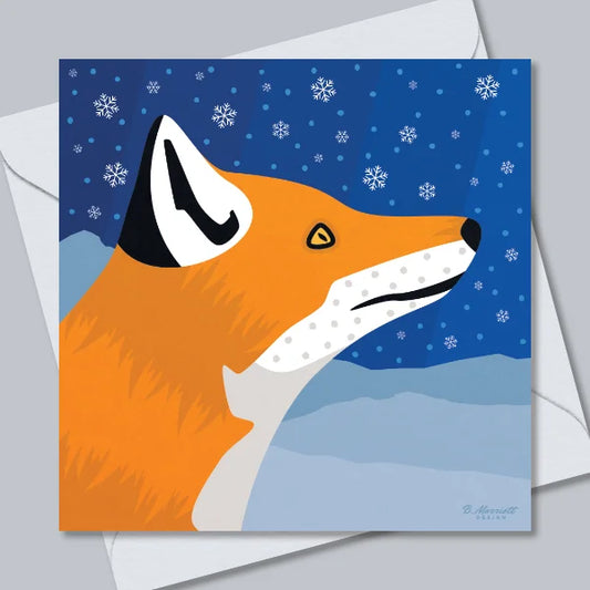 Fox On A Snowy Night Greetings Card