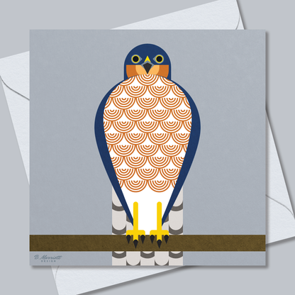 Geometric Male Sparrowhawk | British Birds & Wildlife Greetings Card from B. Marriott Design | 100% recycled, 100% recyclable & supporting charity with every purchase.