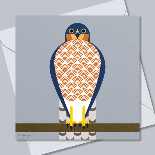 Geometric Male Sparrowhawk | British Birds & Wildlife Greetings Card from B. Marriott Design | 100% recycled, 100% recyclable & supporting charity with every purchase.