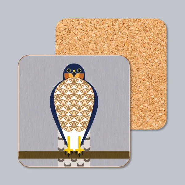 Geometric Male Sparrowhawk Coaster