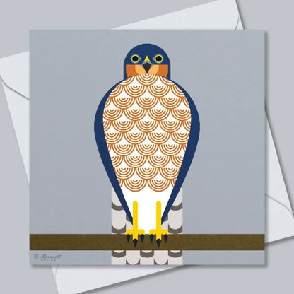 Geometric Male Sparrowhawk Greetings Card