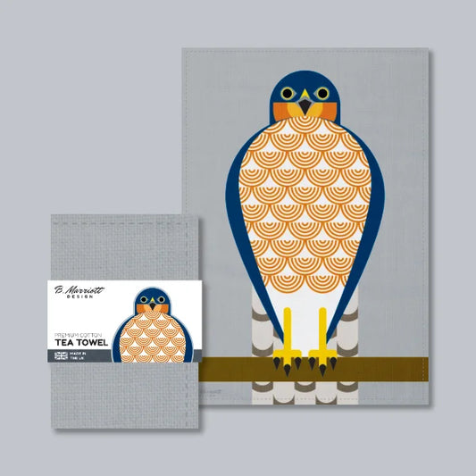 Geometric Male Sparrowhawk Tea Towel